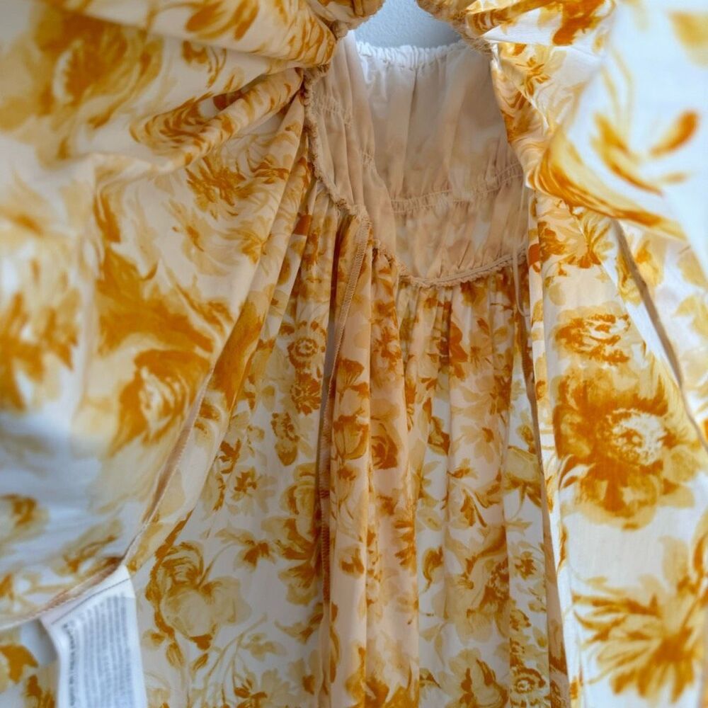 Abercrombie & Fitch Yellow Floral Off The Shoulder Prep Mini Dress Size Medium - Picture 8 of 8